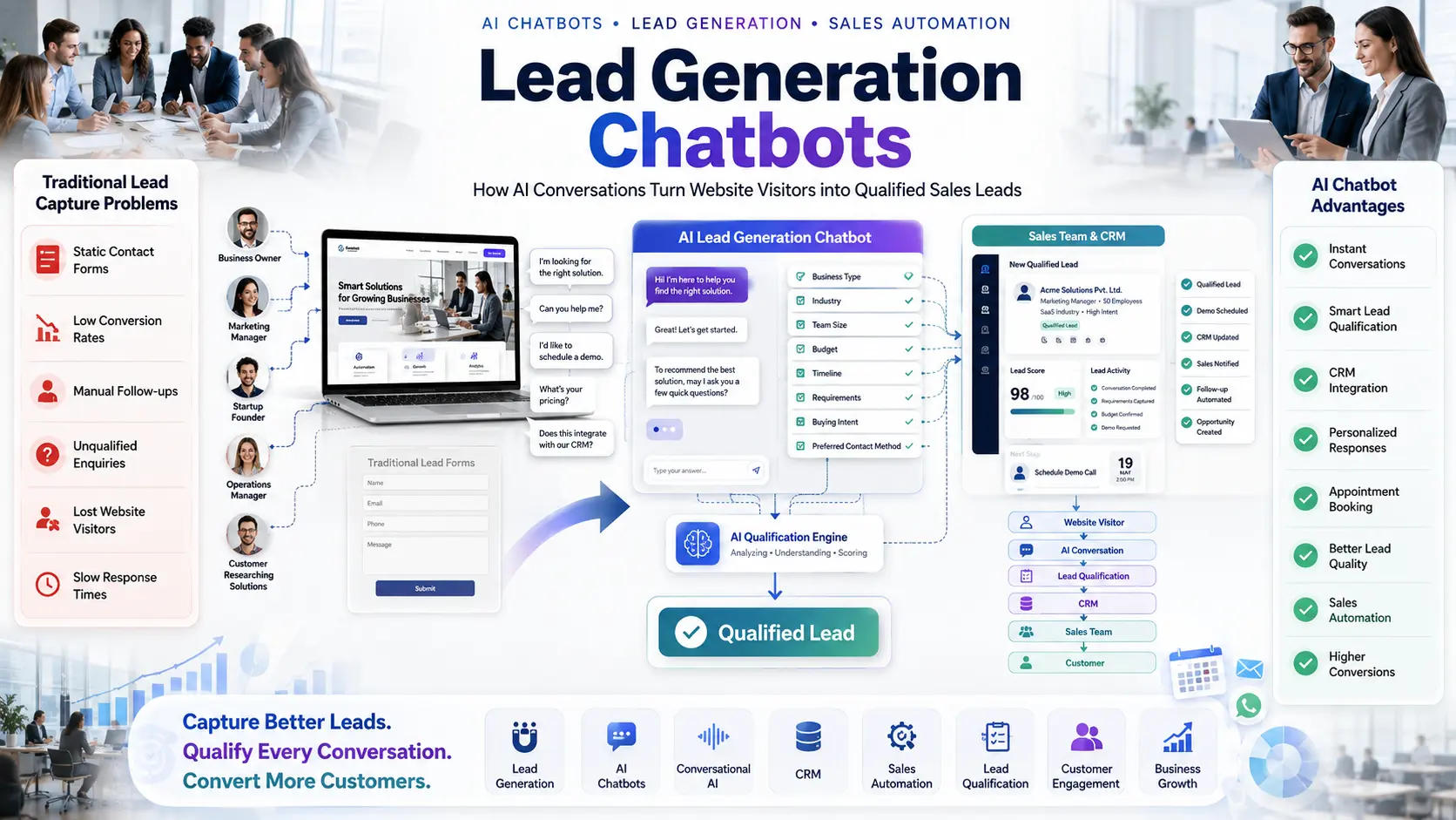 Lead Generation Chatbots AI Lead generation chatbot converting website visitors into qualified sales leads